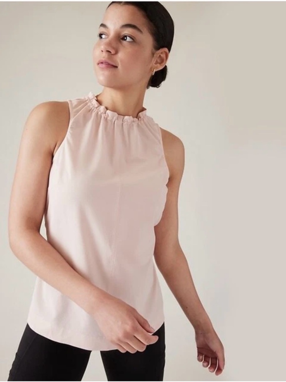 Athleta Ruffle-Neck Sleeveless Tank in Blush